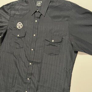 Roper K2 Pearl Snap Shirt Long Sleeve Button Down Western Black Men's size XL